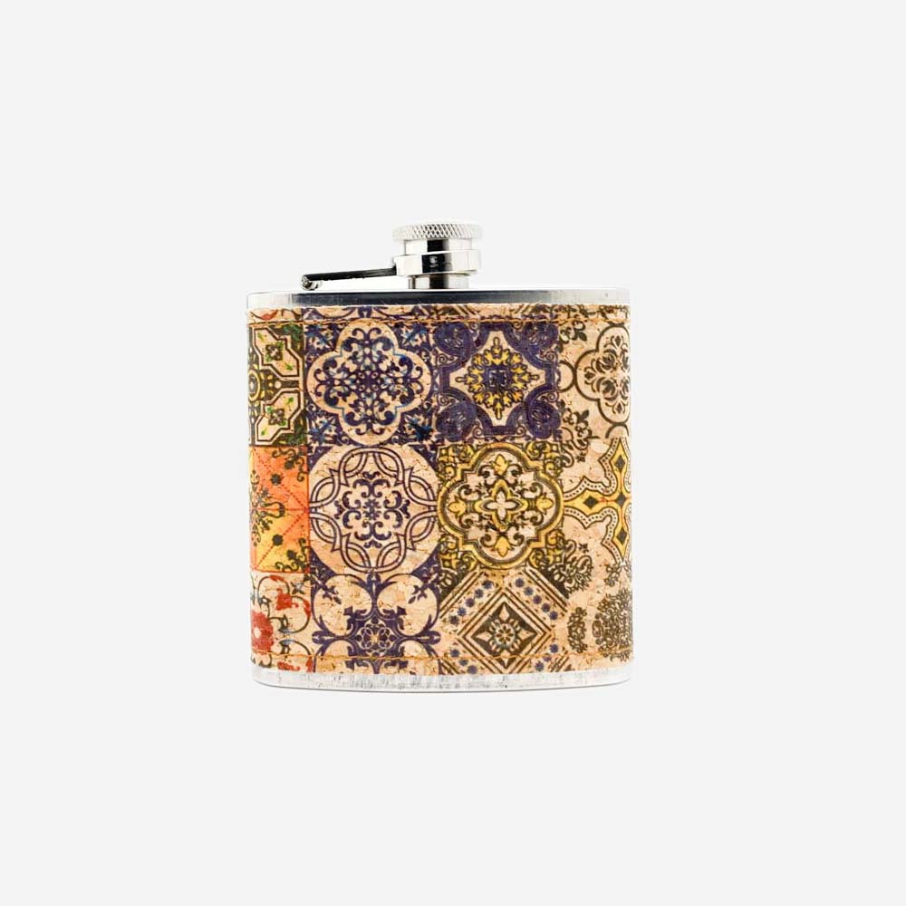 Cork Hip Flask Pattern Portuguese Tiles