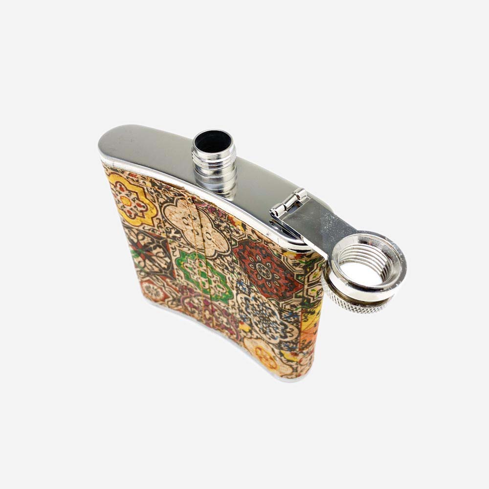 Cork Hip Flask Pattern Portuguese Tiles