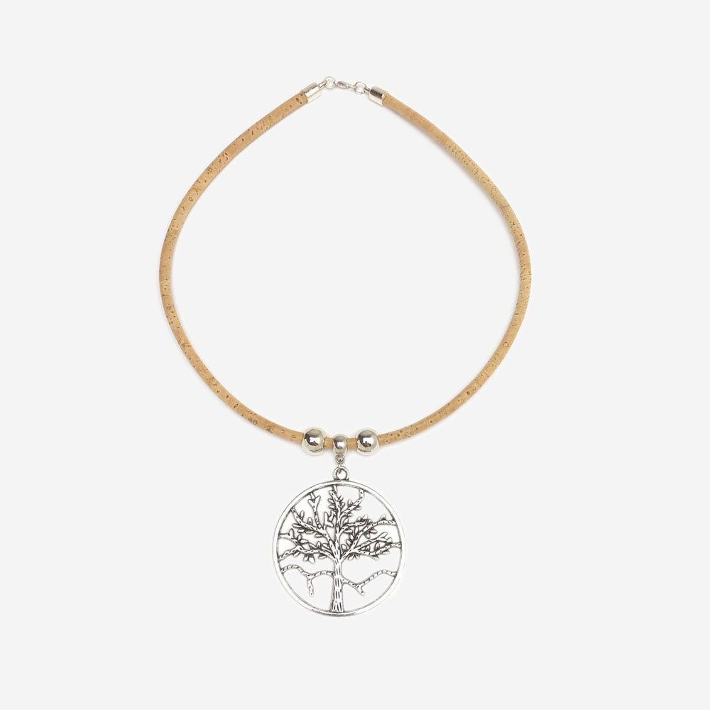 Handmade Natural Cork Necklace with Pendant Heart of Viana LN1036