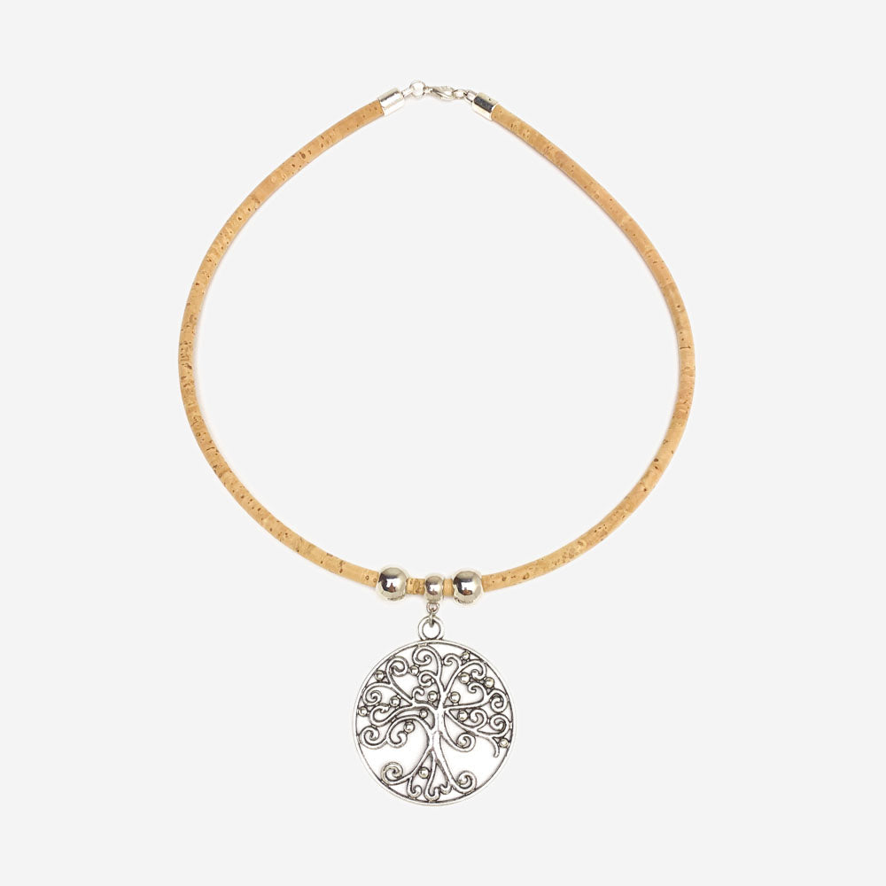 Handmade Natural Cork Necklace with Pendant Árvore da Vida LN1026