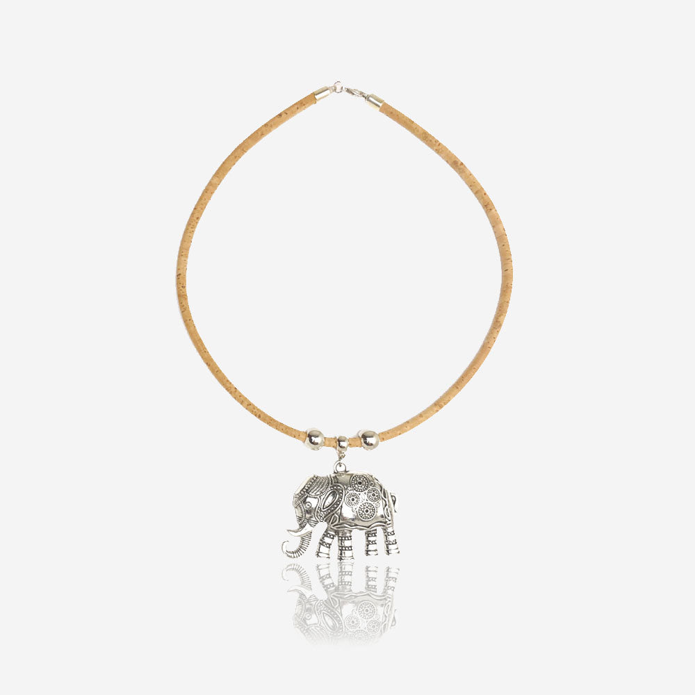 Handmade Natural Cork Necklace with Pendant Elefante LN1056