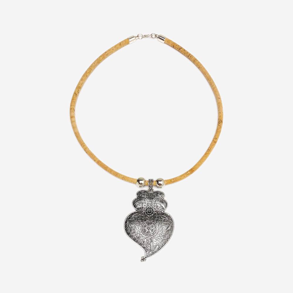 Handmade Natural Cork Necklace with Pendant Heart of Viana LN1066