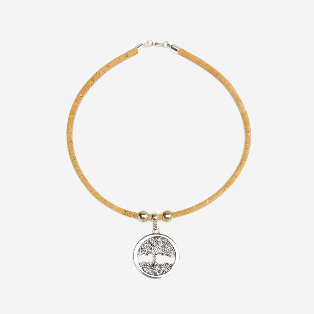 Handmade Natural Cork Necklace with Pendant Heart of Viana LN1081